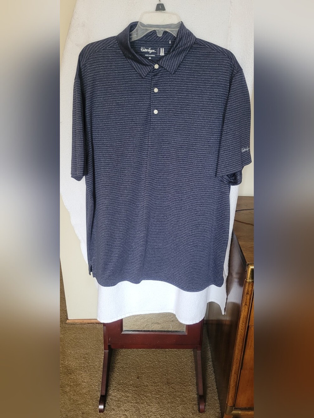 Walter Hagen Navy Stripe Polo Shirt XL